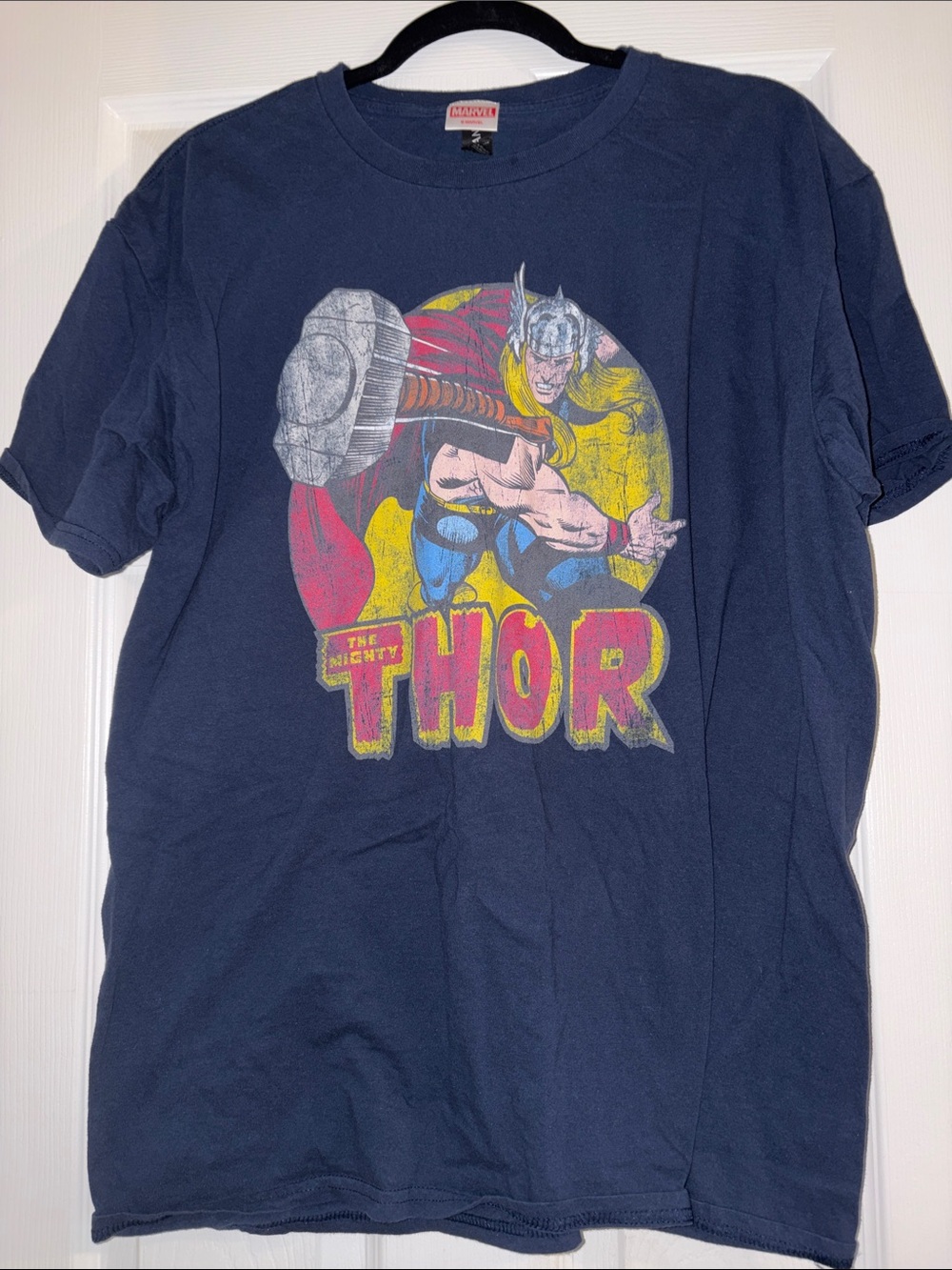 Marvel Navy Thor Graphic Tee with Red, Yellow & Blue Details